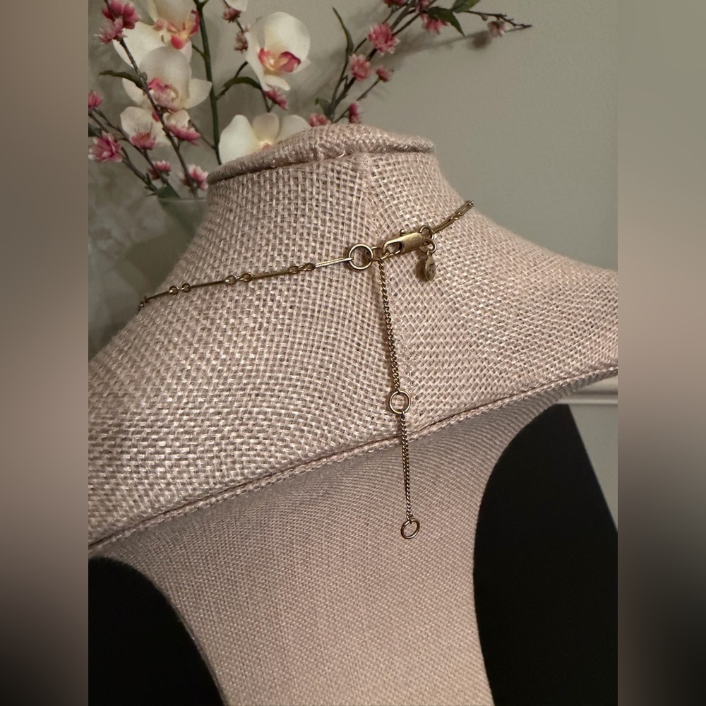 Madewell Gold Necklace with Dark Blue Stone Pendant - Picture 6 of 13